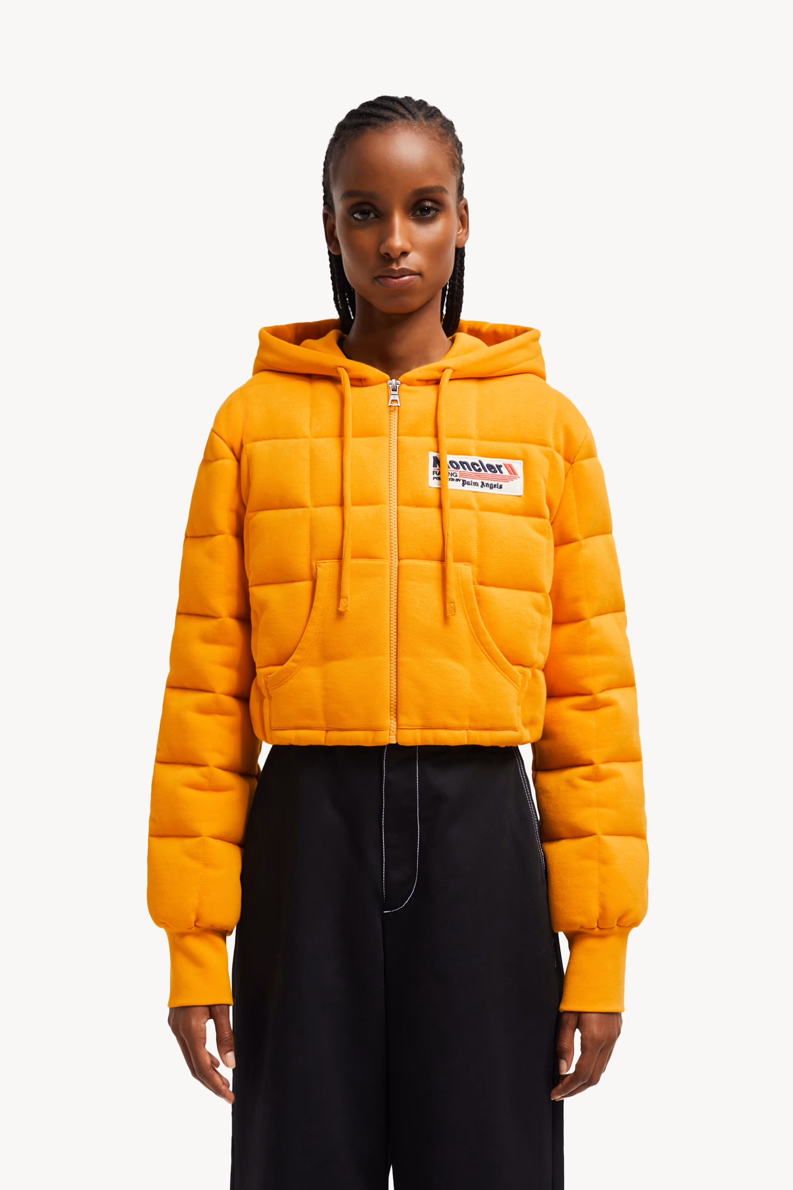 Moncler x Palm Angels Padded Cotton Zip-Up Hoodie Women Bright Yellow Moncler 3